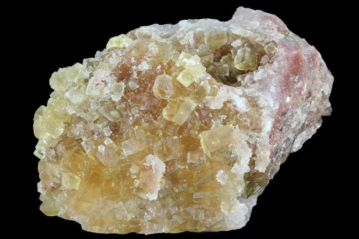 Lustrous Yellow Cubic Fluorite Crystal Cluster - Morocco #84241